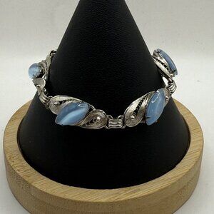 Sterling Silver Blue Moon Stone Bracelet With Safety Chain By Alice Caviness